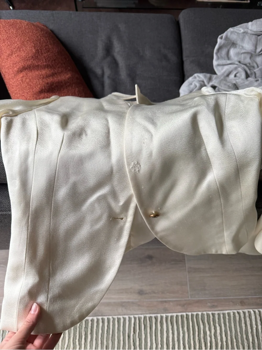 Vintage Christian Dior Ivory Satin skit set Bridal / Minimalist 90s Dior - Picture 10 of 12